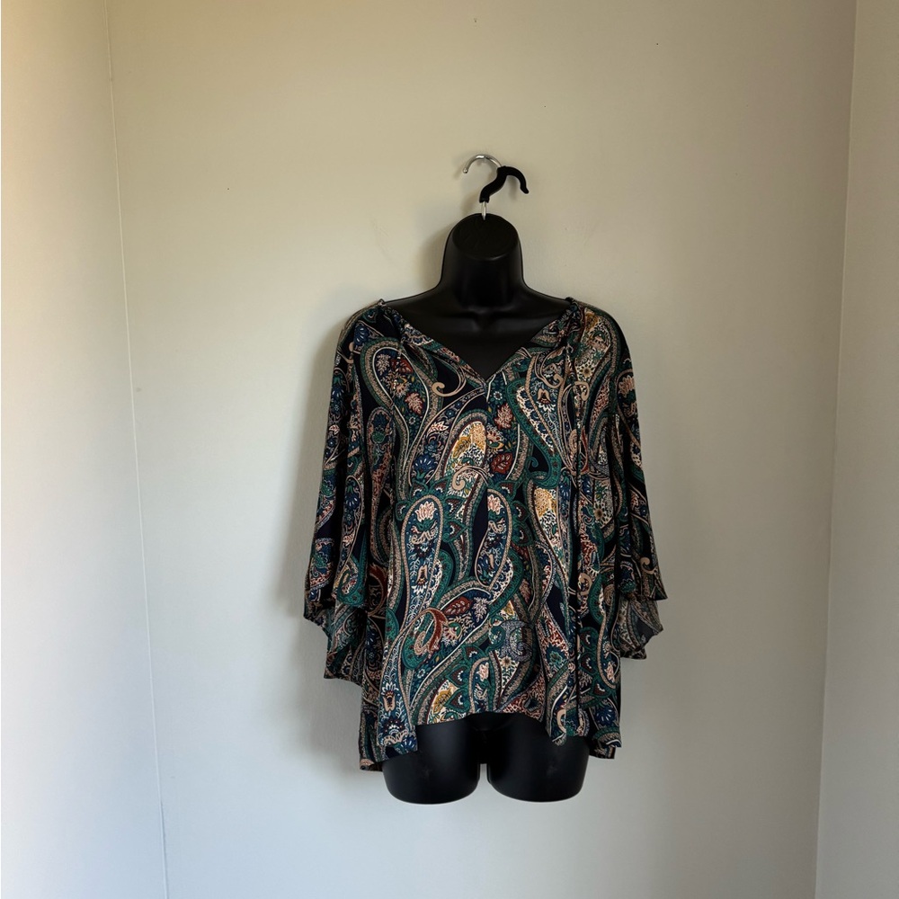 CeCe Multicolor Paisley Blouse Size L